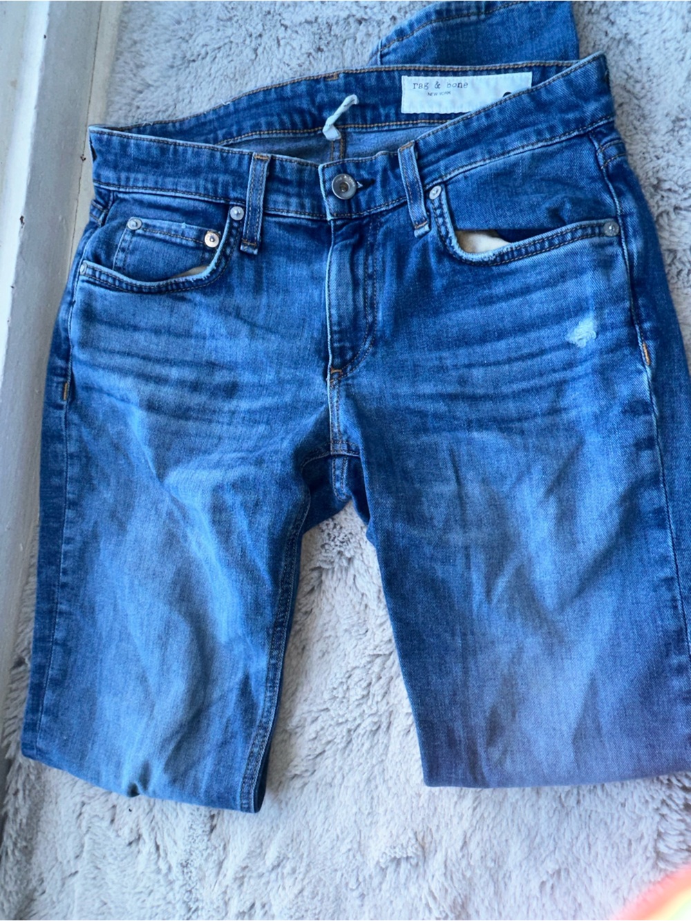 rag & bone Women's Blue Slim Boyfriend Jeans